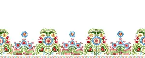 Vintage Floral Patterns Prints: Hungarian vector embroidery pattern for borders