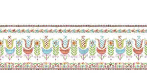 Hungarian Embroidery Pattern Prints: Hungarian vector embroidery pattern for borders