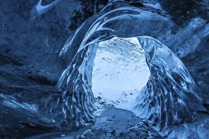 Icelandic Winter Landscape Prints: Ice cave facing outside, glacier