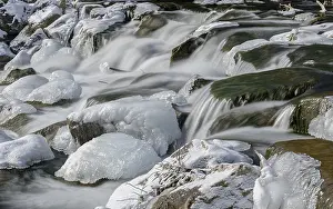 Lower Austria Winter Prints: Ice-covered stones in the river bed of the Triesting