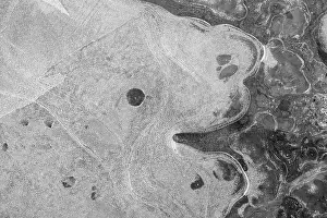 Wavy Ice Structure Prints: Ice patterns in a puddle, Hesse, Germany