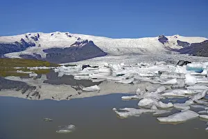 Vatnajokull Glacier Landscape Prints: Icebergs and ice reflected in a lake