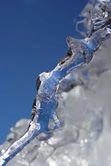 Deserted Swiss Landscape Prints: Icicle under a blue sky, diagonal