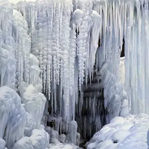 Nature's Frosty Delight Print: Icicles and Snow Formations