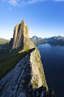 Deserted Mountain Peak Prints: Iconic mountain Segla with steeply sloping cliffs