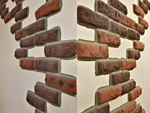 Uninhabited Brick Buildings Prints: The idea of design embossed wall of an old textured bricks