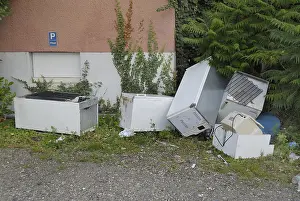 Waste Separation Techniques Prints: Illegal garbage dumping in a residential area