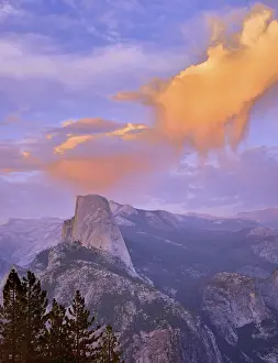 Yosemite Landscape Photography Prints: Illuminated clouds above Half Dome