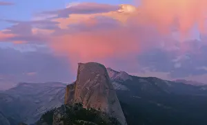 Uninhabited Evening Atmosphere Prints: Illuminated clouds above Half Dome