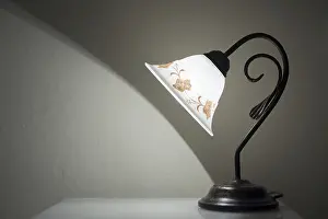 No People In The Room Prints: Illuminated Lamp on a Table