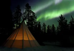 Blurred Motion Nature Photography Prints: Illuminated teepee, tipi, tepee