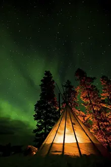 Time Exposure Lighting Effect Prints: Illuminated teepee, tipi, tepee
