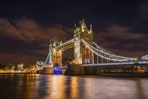 London Cityscape At Night Prints: Illuminated Tower Bridge at night