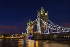 London River Thames View Prints: Illuminated Tower Bridge over the Thames