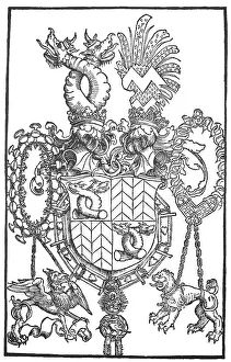 Historical Woodcut Print: Florian Waldauff's Coat of Arms