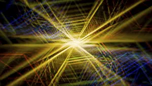 Dynamic Abstract Composition Prints: This image features a 3D render of dazzling