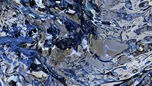 Contemporary Artistic Illustration Prints: This image features an abstract interplay of blue and gray tones