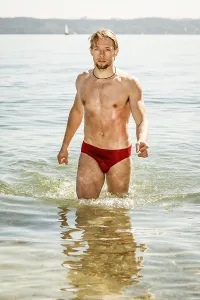 Muscular Male Nude Prints: An image of a handsome man in the water