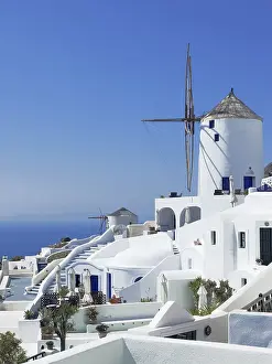 Greek Island Scenery Prints: An image of a nice mill at Santorini Greece