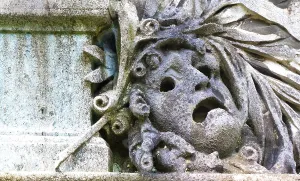 Deserted Landscape Image Prints: An image of an old grunge stone face