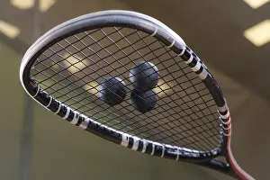 Squash Racket Prints: Image of racket and three squash balls