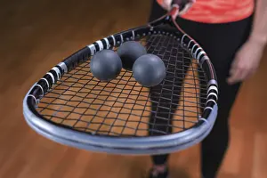 Sportswear Clothing Prints: Image of racket and three squash balls