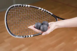 Fitness Exercise Prints: Image of racket and three squash balls