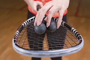Fitness Training Prints: Image of racket and three squash balls