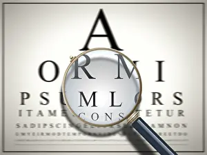 Magnifying Glass Image Prints: An image of a sharp unsharp test with a magnifying glass