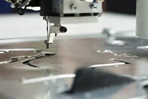 Handicraft Industry Equipment Prints: Image of thread and needle on sewing machine