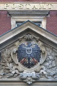 Upper Lusatia Saxony Architecture Prints: Imperial eagle on gable, post office