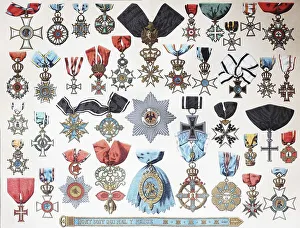 Vintage Historical Illustration Prints: The most important orders and decorations