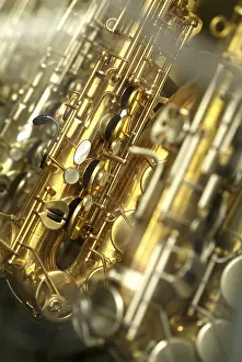 Old Saxophone Prints: Impression of an old saxophone, section