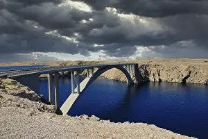 Framed Print : Pag Bridge Print: Dramatic Sky Over Croatian River Span Framed Print : Pag Bridge Print: Dramatic Sky Over Croatian River Span