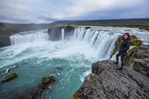 Icelandic Nature Phenomenon Prints: The impressive Godafoss waterfall from below