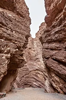 Argentina Rock Formations Prints: Impressive rock formations in a narrow gorge that show dramatic geological structures