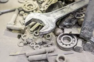 Handicraft Industry Prints: Industry. Set of tools in construction dust