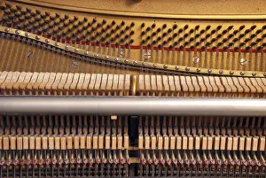 Handmade String Instruments Prints: Inside the piano: string, pins and hammers