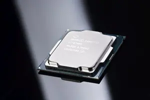 Computer Hardware Technology Prints: Intel Core i7 8700K processor 6-core CPU isolated on black