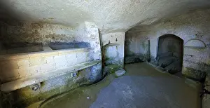 World Heritage Site Tourism Prints: Interior of an ancient cave dwelling