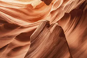 Eroded Sandstone Landscape Prints: Interior of Antelope Canyon, woderful orange waves made of stone