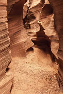 Sculpted Rock Formations Prints: Interior of Antelope Canyon, woderful orange waves made of stone