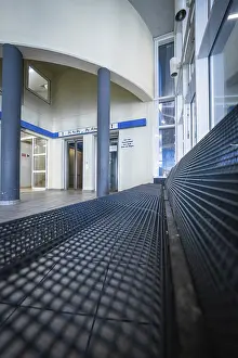 European Modern Architecture Style Prints: Interior with blue accent and modern architectural elements