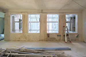 Contemporary Building Style Prints: The interior of a building under construction