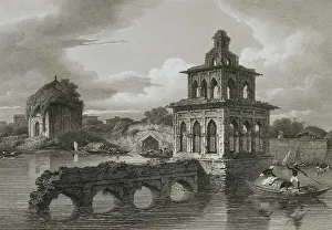 White Background Cityscape Prints: Part of the interior of the city of Dacca