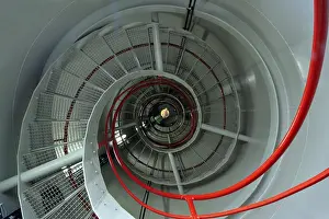 North Sea Island Scenery Prints: Interior staircase of a radar tower