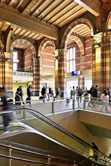 Prints of Interior view of Centraal Station, Central Station with flag, Amsterdam, Netherlands Railway Prints: Interior View of Amsterdam's Centraal Station Print
