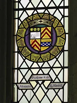 Great Britain Tourist Attraction Prints: Interior view, coat of arms, window