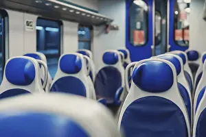 Deserted Subway Station Prints: Interior view of Double-decker train