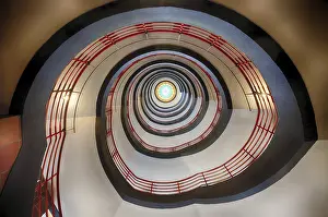 Spiral Staircase Interior Prints: Interior view, staircase, round